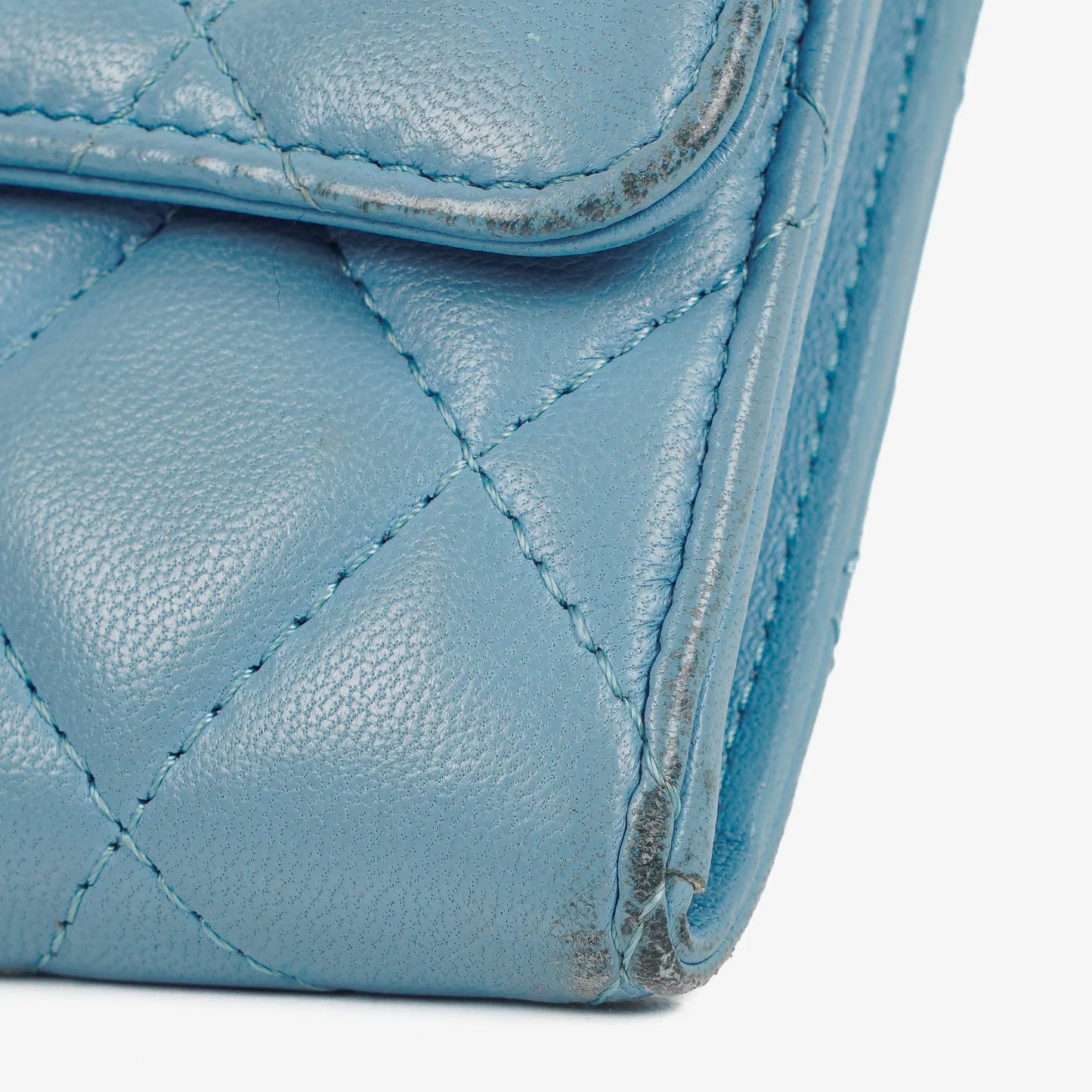 Chanel Large Quillted Lambskin Light Blue Flap Wallet