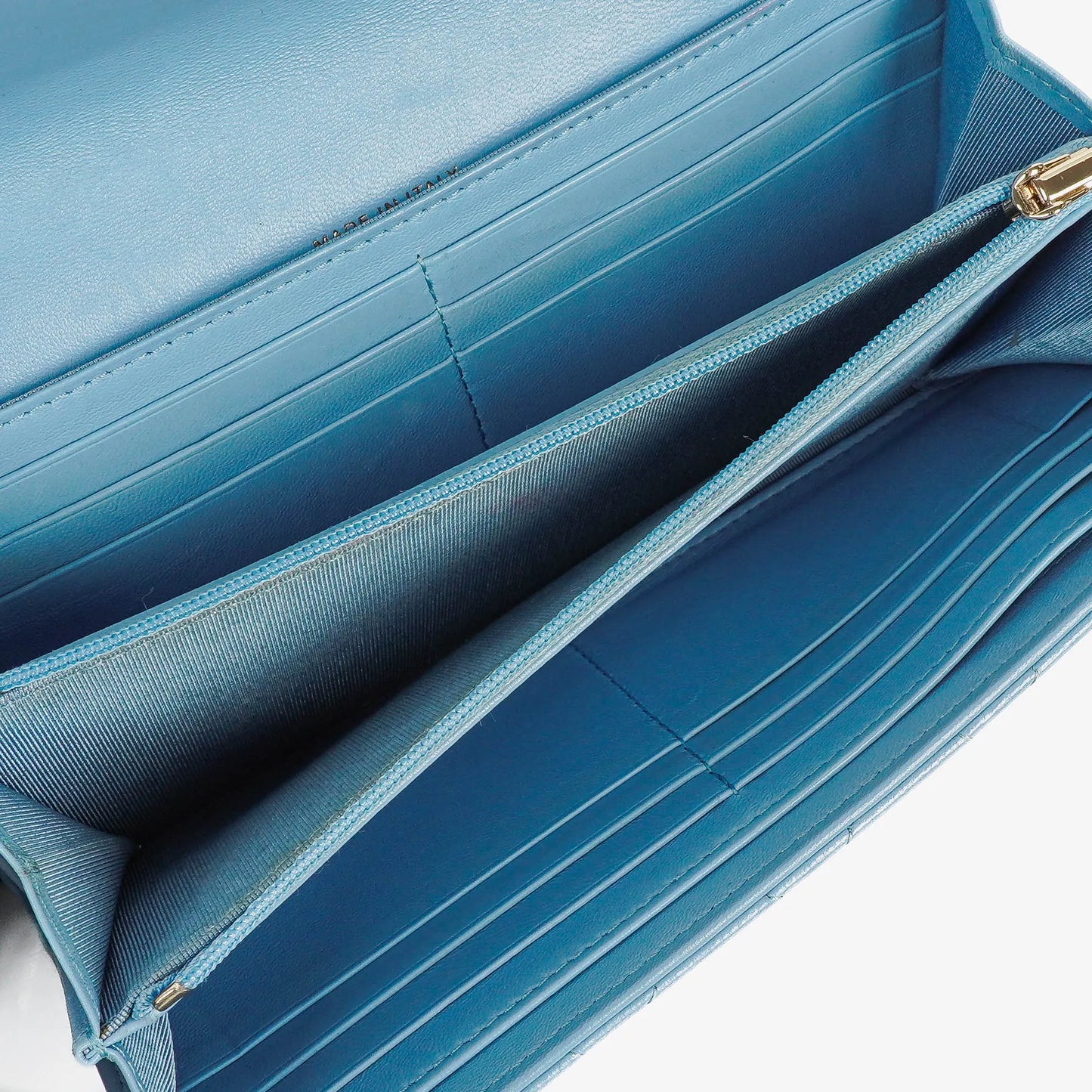 Chanel Large Quillted Lambskin Light Blue Flap Wallet