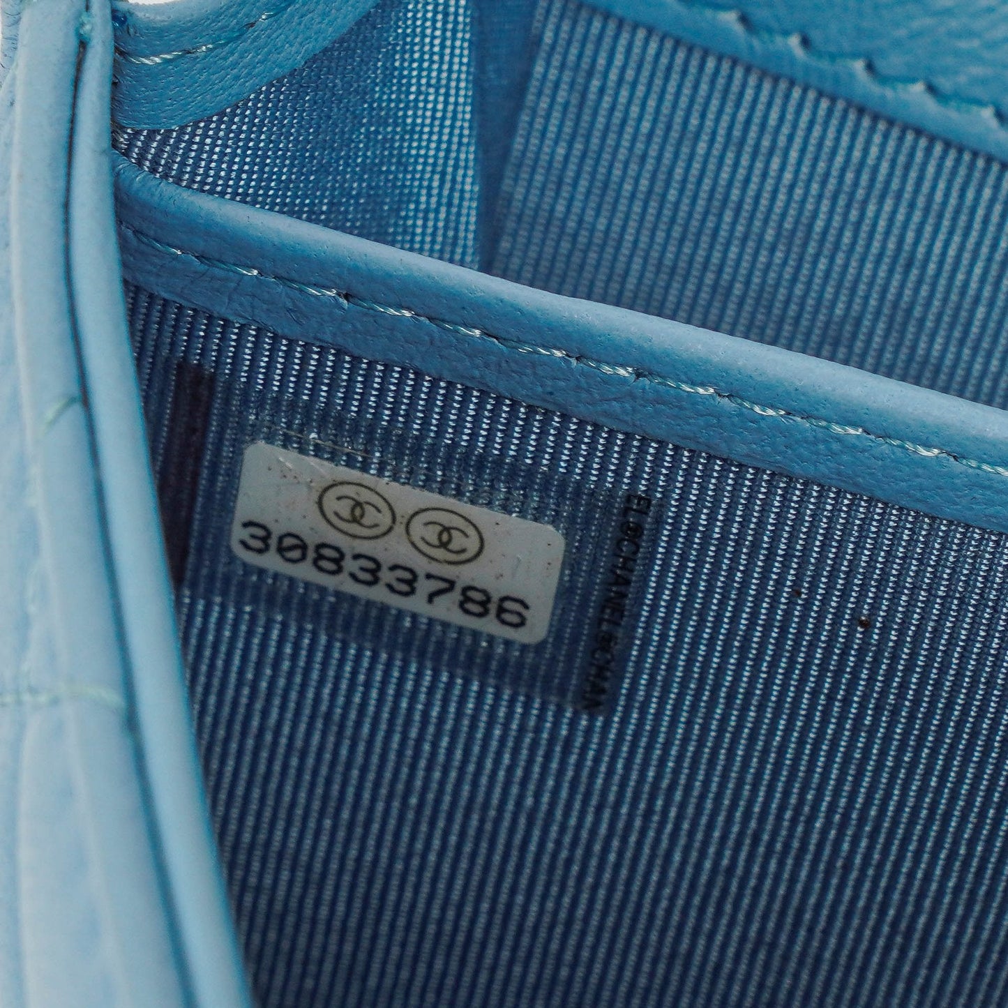 Chanel Large Quillted Lambskin Light Blue Flap Wallet
