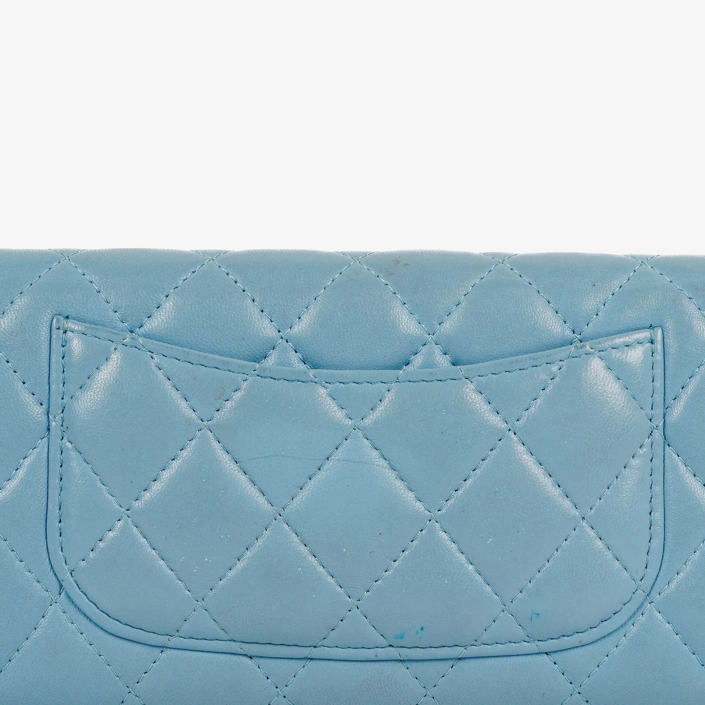 Chanel Large Quillted Lambskin Light Blue Flap Wallet