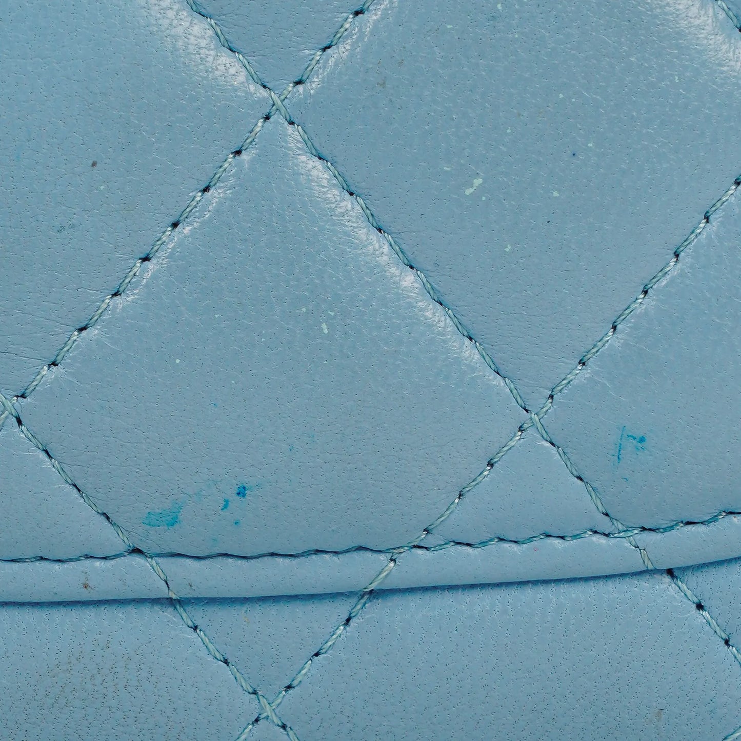 Chanel Large Quillted Lambskin Light Blue Flap Wallet