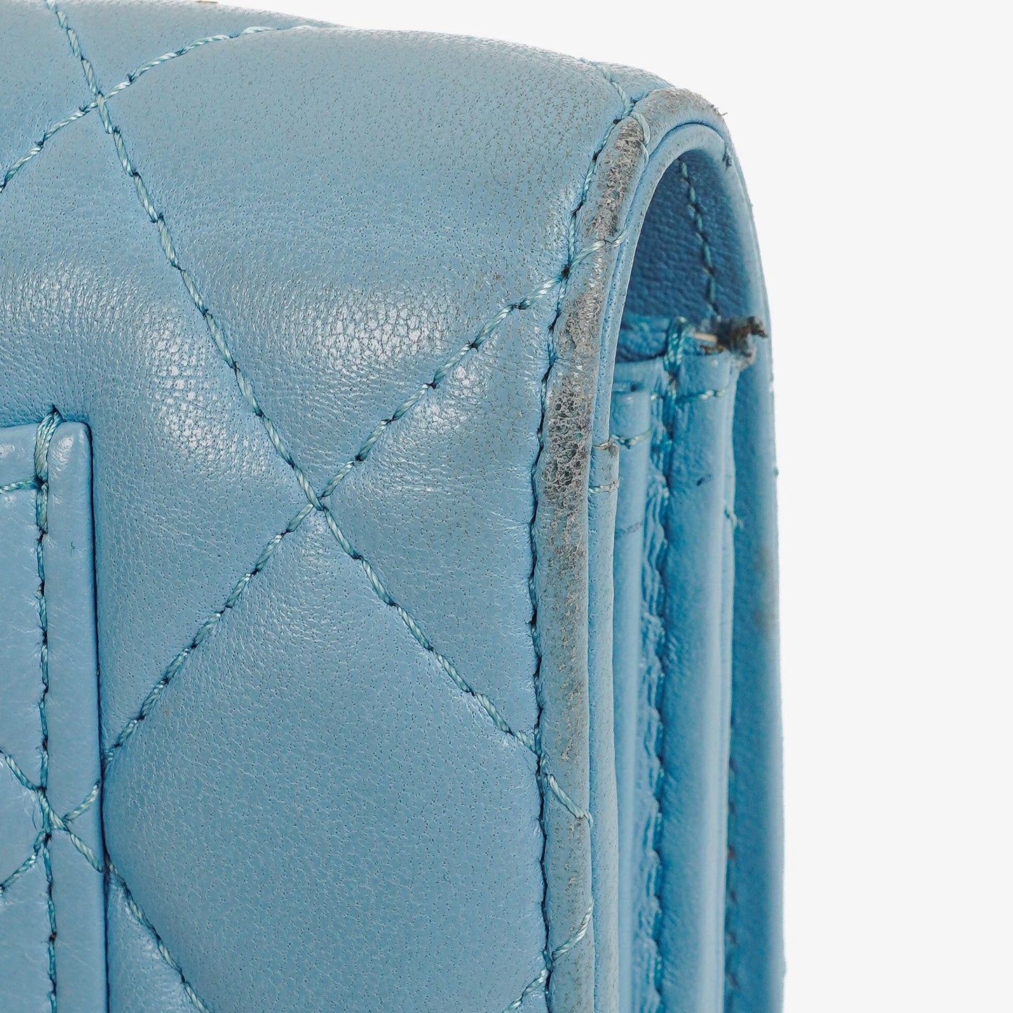 Chanel Large Quillted Lambskin Light Blue Flap Wallet