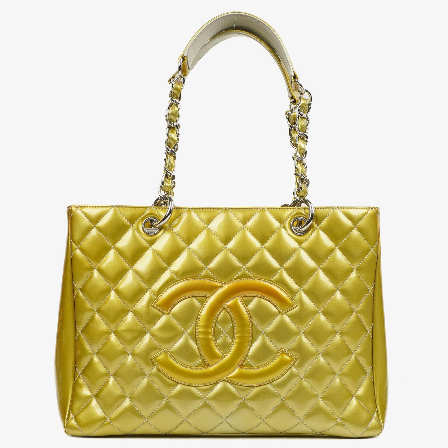 Chanel Large Quilted Patent Leather Tote Bag