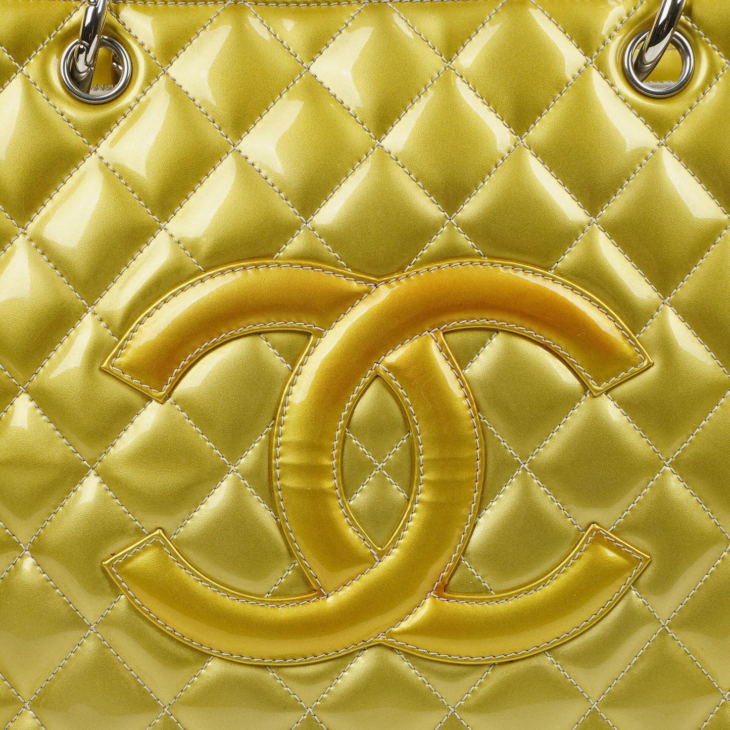 Chanel Large Quilted Patent Leather Tote Bag