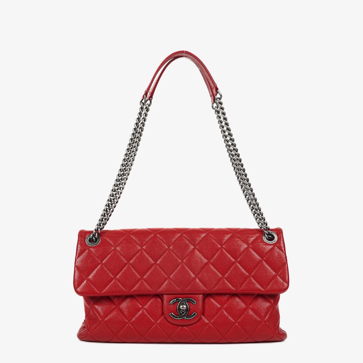 Chanel Large Simply CC Rue Cambon Red Shiny Calfskin Flap Bag