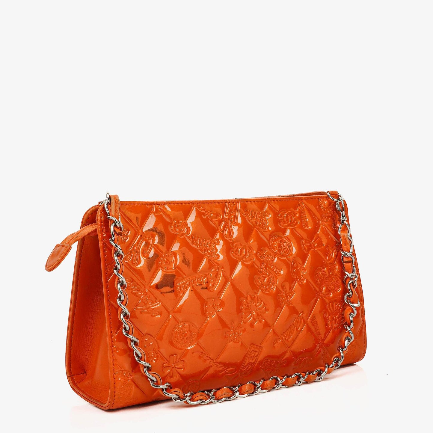 Chanel Lucky Charm Orange Patent Leather Pochatte