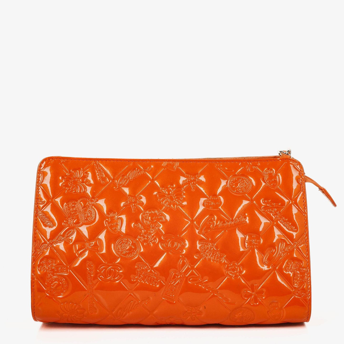 Chanel Lucky Charm Orange Patent Leather Pochatte