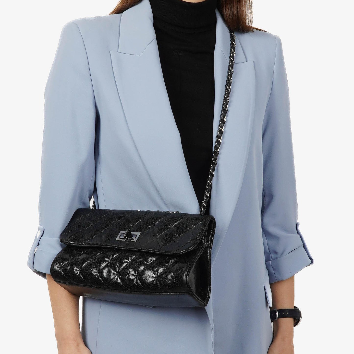 Chanel Mademoiselle Flap Bag In Glazed Crackled Calfskin And Silver-Tone Hardware