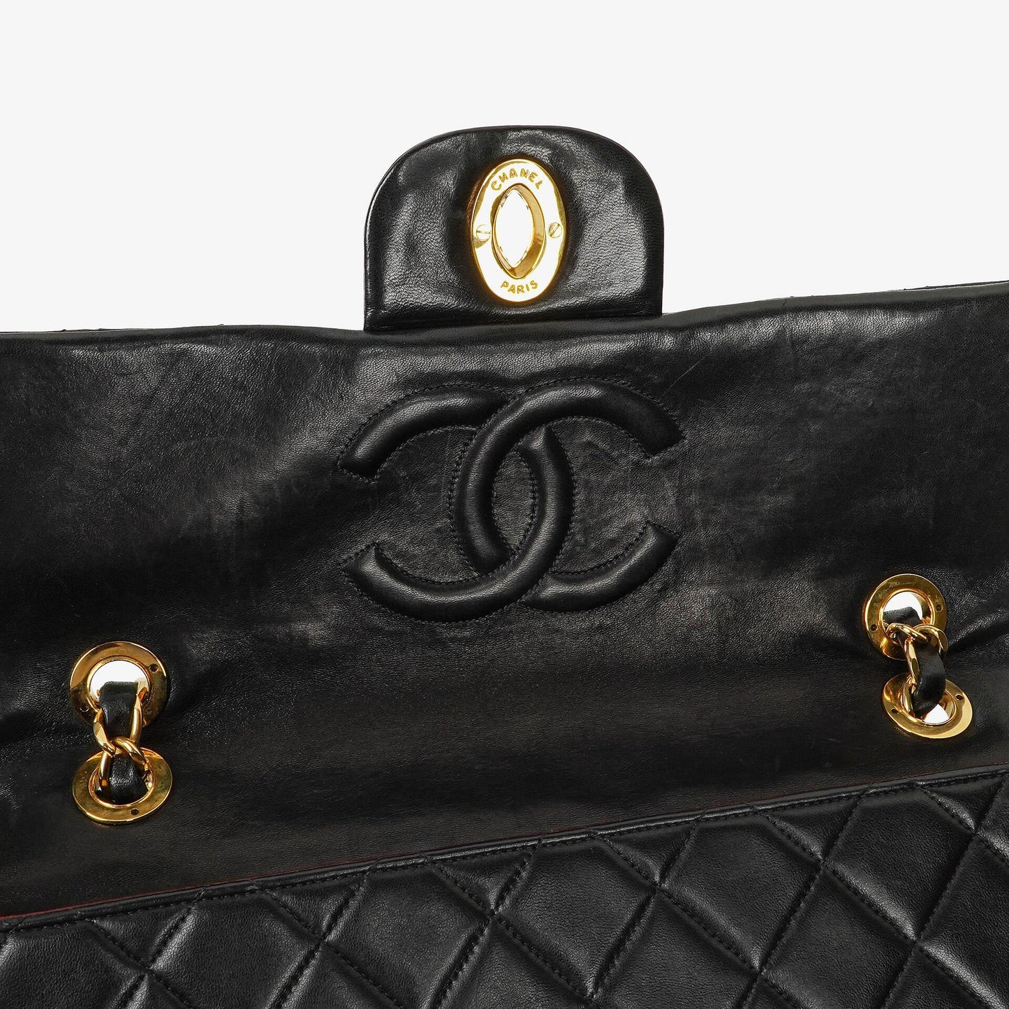 Chanel Maxi Jumbo CC Classic Single Flap Bag Black Quilted Lambskin 24K Gold-Plated Hardware