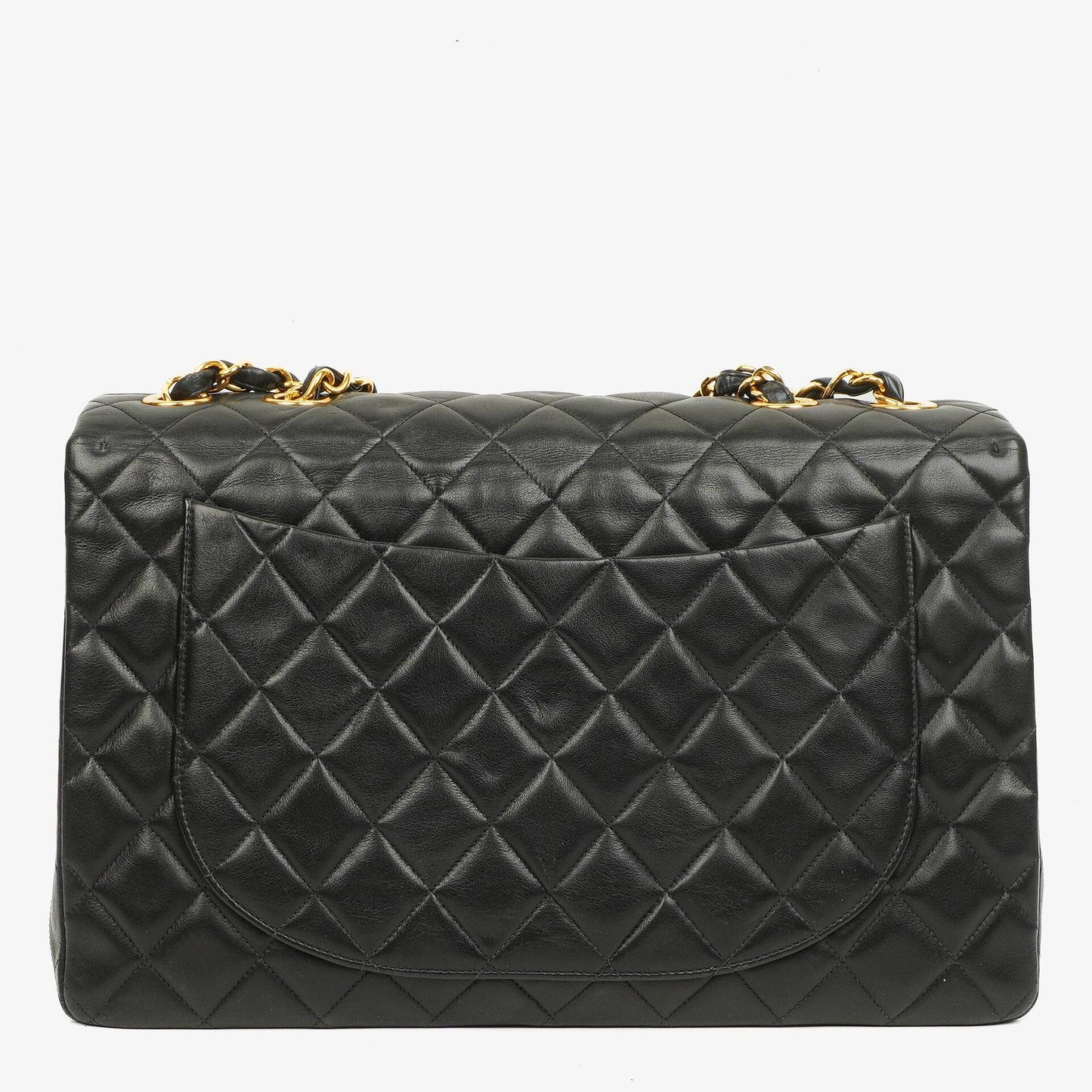 Chanel Maxi Jumbo Classic Single Flap Bag Black Quilted Lambskin 24K Gold-Plated Hardware