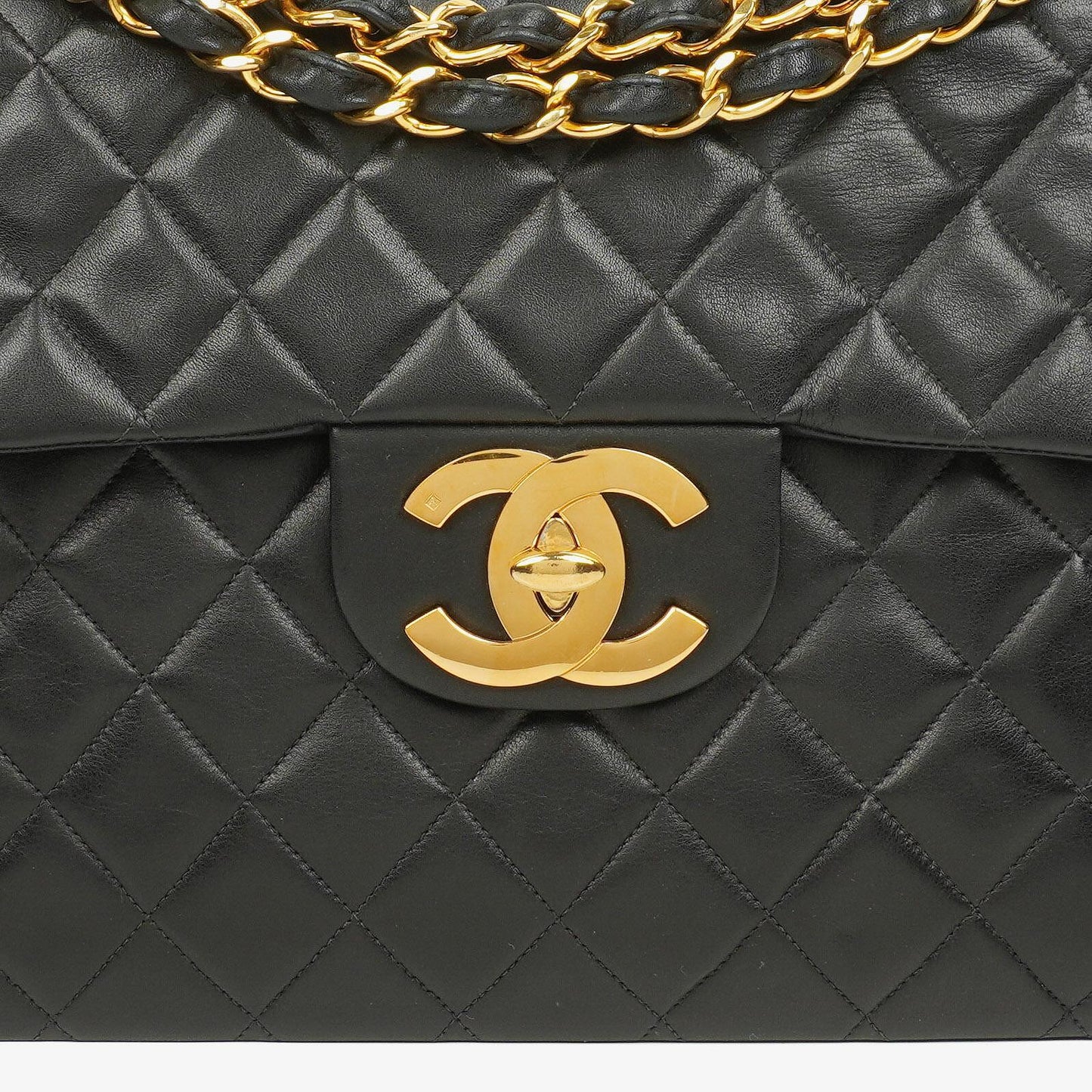 Chanel Maxi Jumbo Classic Single Flap Bag Black Quilted Lambskin 24K Gold-Plated Hardware