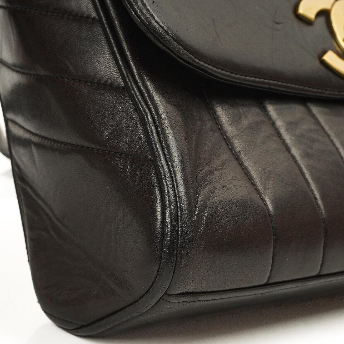 Chanel Maxi Logo Crossbody Flap Bag Black Vertical Quilted Lambskin 24K Gold-Plated Hardware
