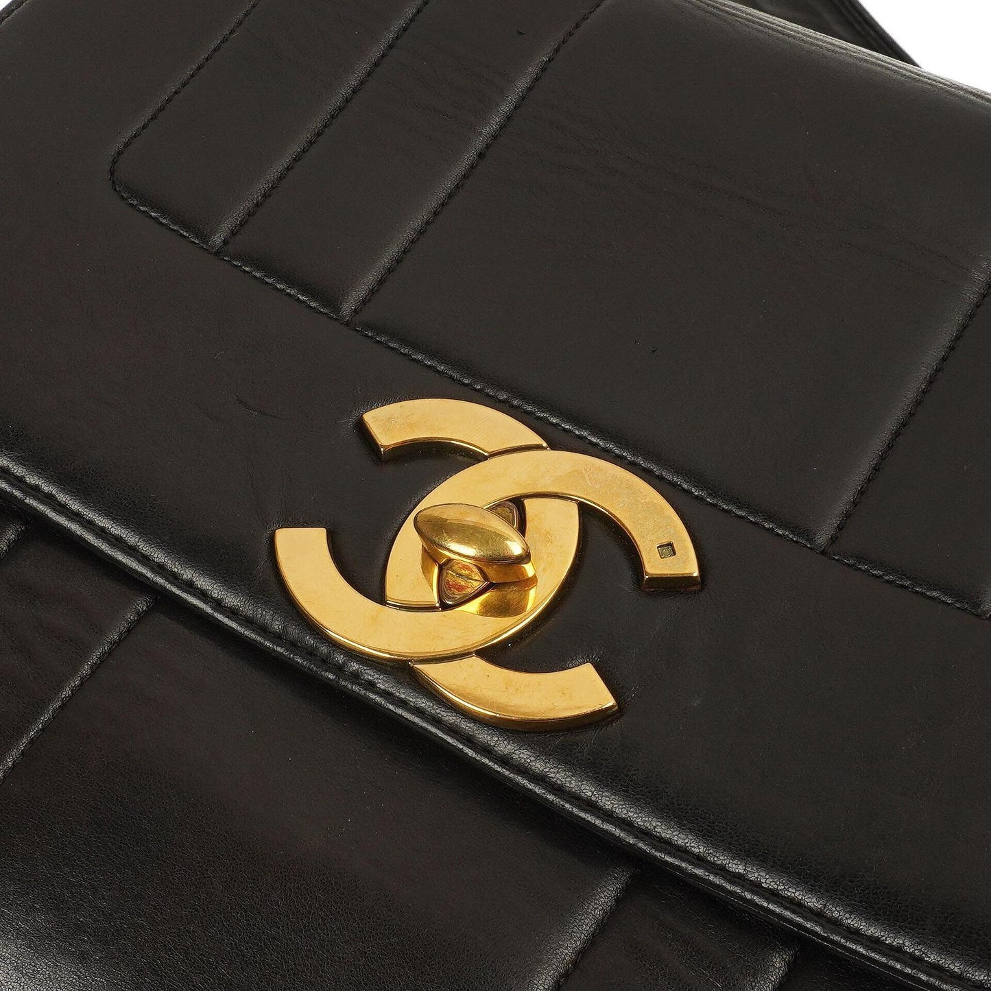Chanel Maxi Logo Crossbody Flap Bag Black Vertical Quilted Lambskin 24K Gold-Plated Hardware