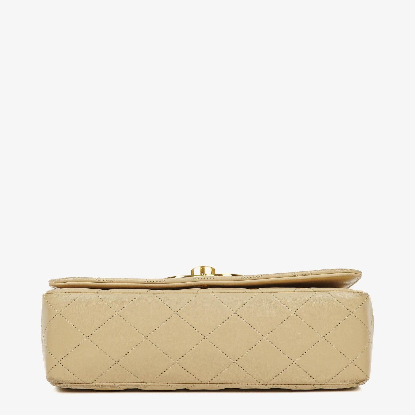 Chanel Maxi Logo Full Flap Bag Beige Quilted Leather With 24K Gold-Plated Hardware