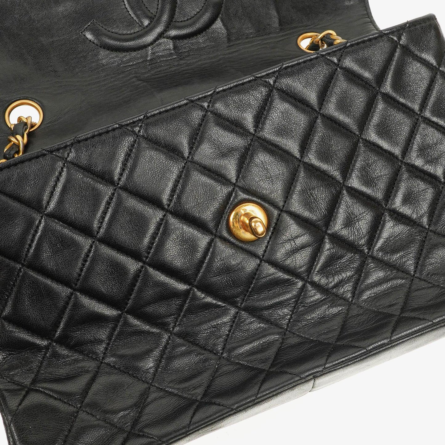 Chanel Medium Black Lambskin Quilted Single Flap Bag 24K Gold-Plated Hardware