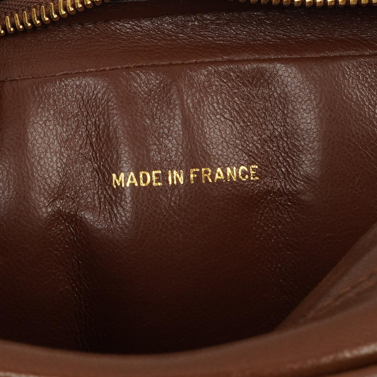 Chanel Medium Camera Tassel Brown Vertical Quilted Lambskin CC Flap Shoulder Bag 24K Gold-Plated Hardware, 1994-1996