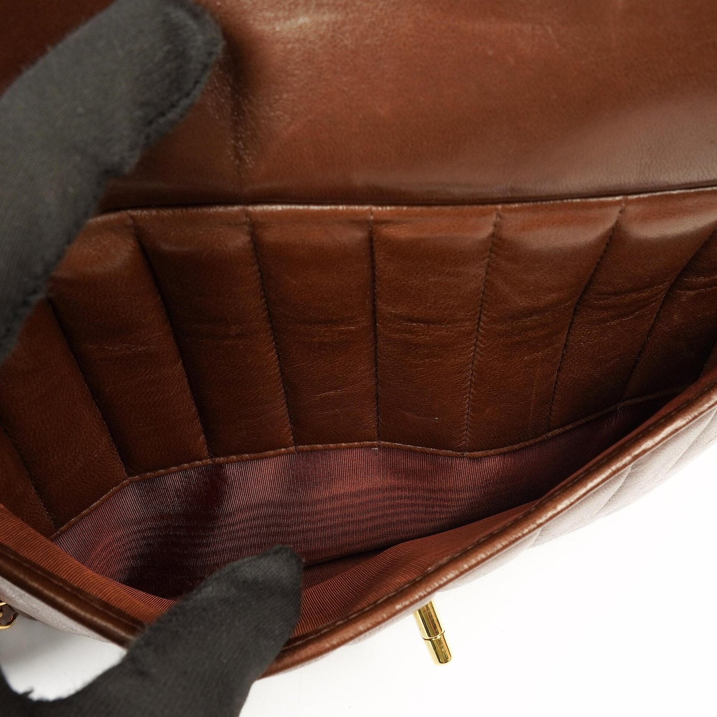 Chanel Medium Camera Tassel Brown Vertical Quilted Lambskin CC Flap Shoulder Bag 24K Gold-Plated Hardware, 1994-1996