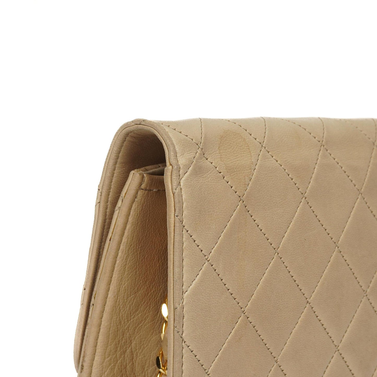 Chanel Medium Classic Beige Ivory Quilted Lambskin Single Flap Bag With 24K Gold-Plated Hardware