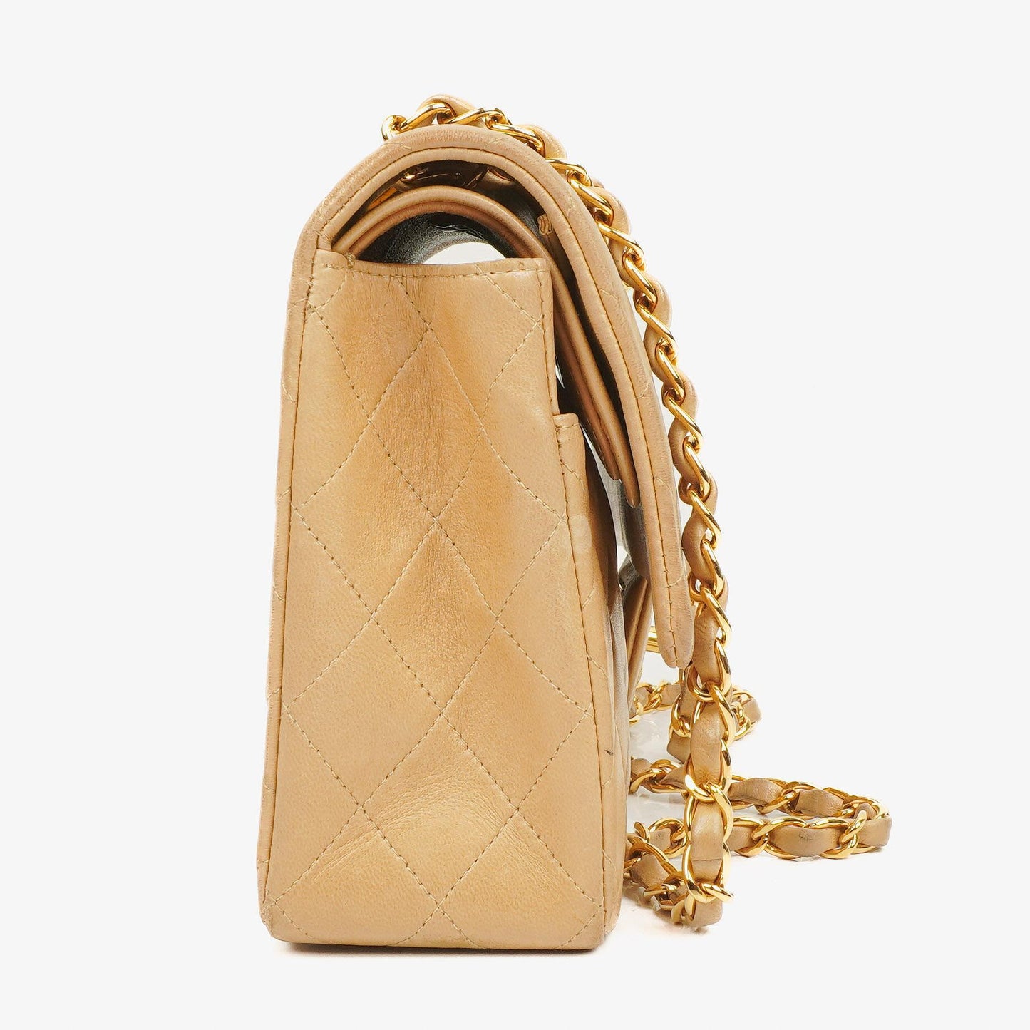 Chanel Medium Classic Beige Quilted Leather Double Flap Bag With 24K Gold-Tone Hardware