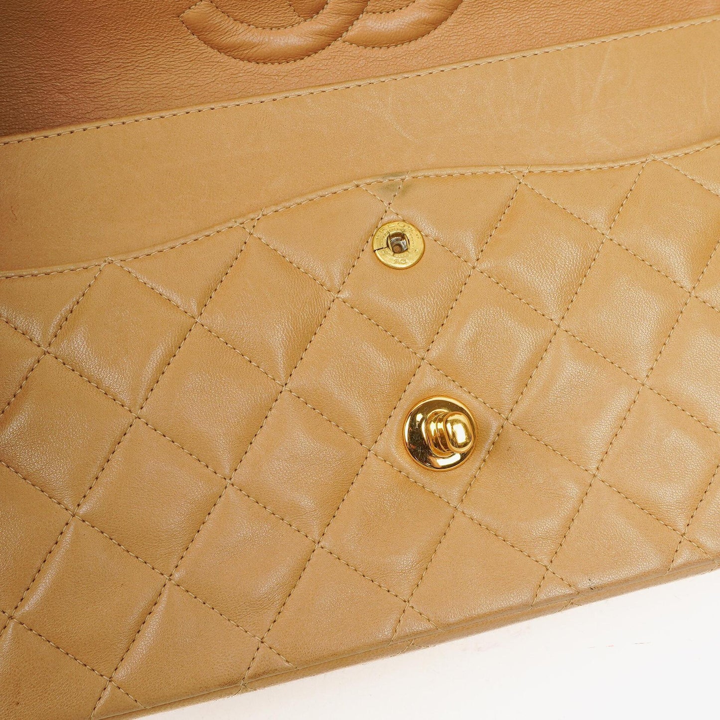 Chanel Medium Classic Beige Quilted Leather Double Flap Bag With 24K Gold-Tone Hardware