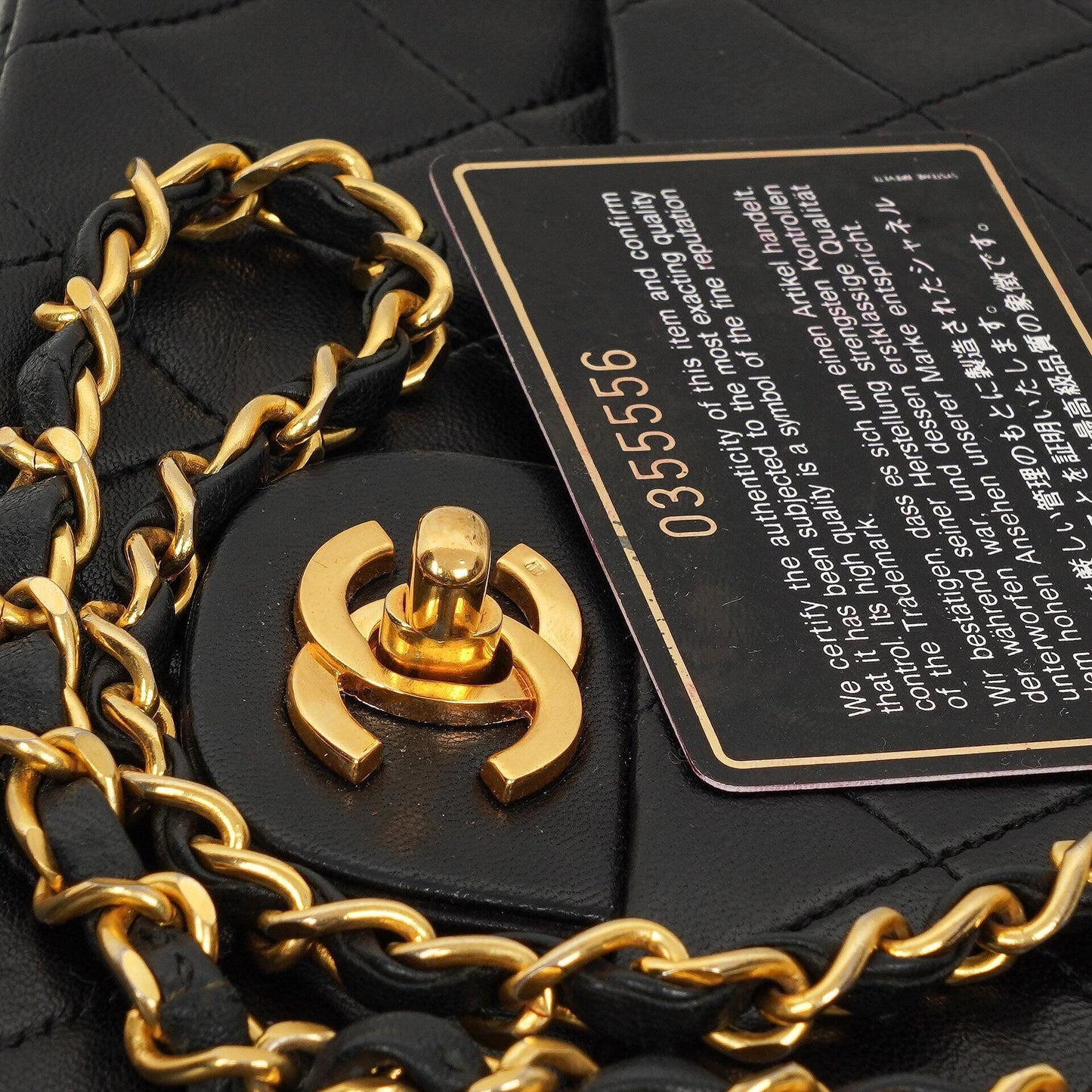 Chanel Medium Classic Black Quilted Lambskin Double Flap Bag With 24K Gold-Plated Hardware