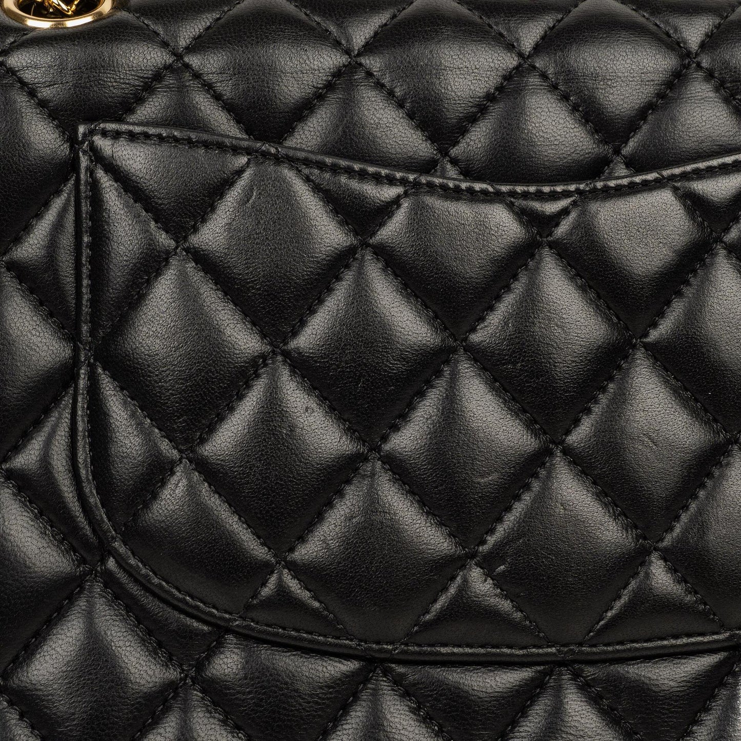 Chanel Medium Classic Black Quilted Lambskin Double Flap Bag With Gold-Tone Hardware