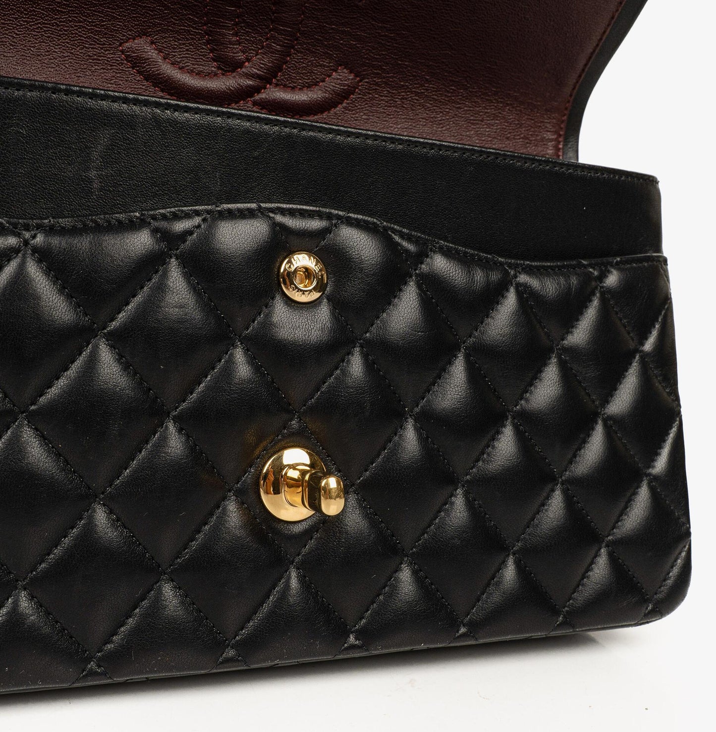 Chanel Medium Classic Black Quilted Lambskin Double Flap Bag With Gold-Tone Hardware