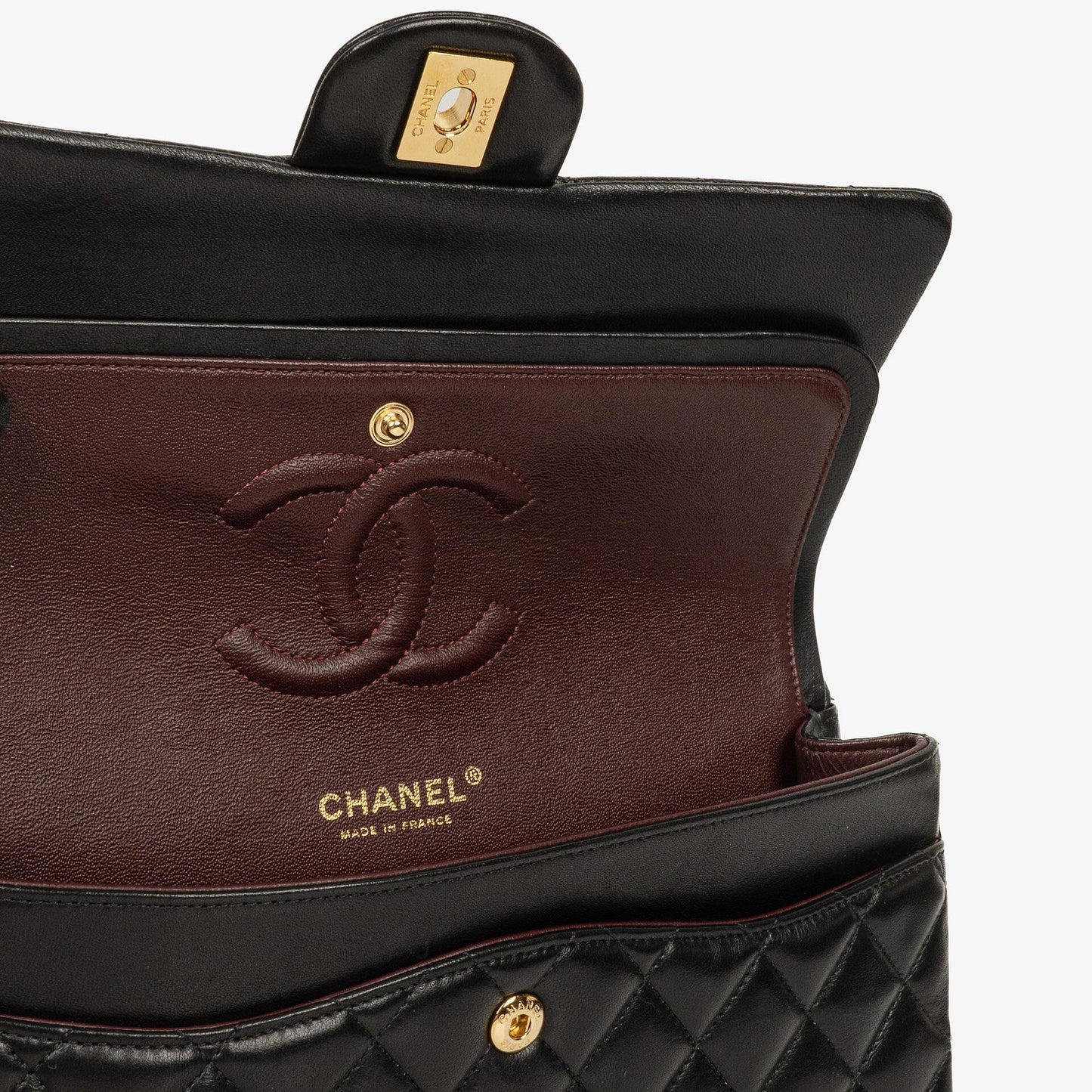 Chanel Medium Classic Black Quilted Lambskin Double Flap Bag With Gold-Tone Hardware