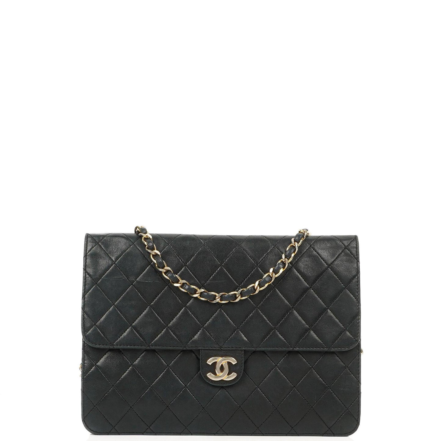 Chanel Medium Classic Black Quilted Lambskin Single Flap Bag With Gold-Tone Hardware