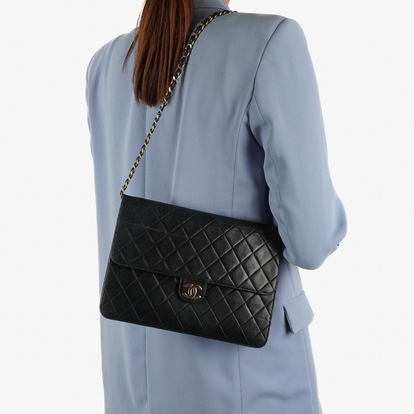Chanel Medium Classic Black Quilted Lambskin Single Flap Bag With Gold-Tone Hardware