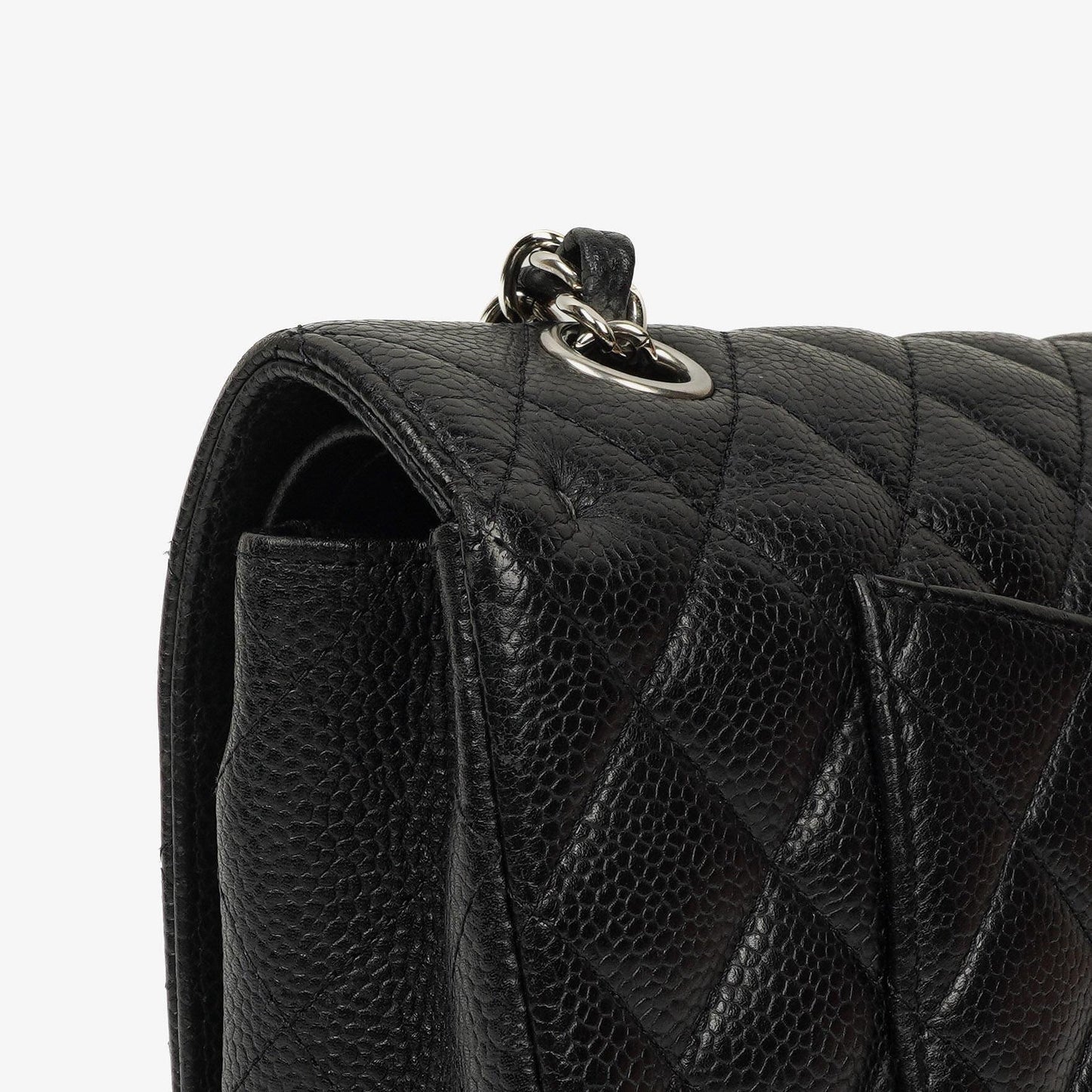 Chanel Medium Classic Double Flap Bag Black Quilted Caviar Leather With Silver-Tone Hardware, 2010-2011
