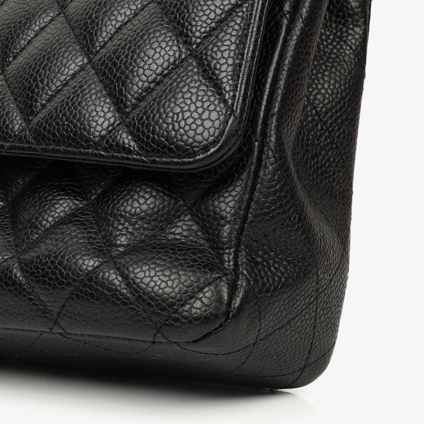 Chanel Medium Classic Double Flap Bag Black Quilted Caviar Leather With Silver-Tone Hardware, 2010-2011