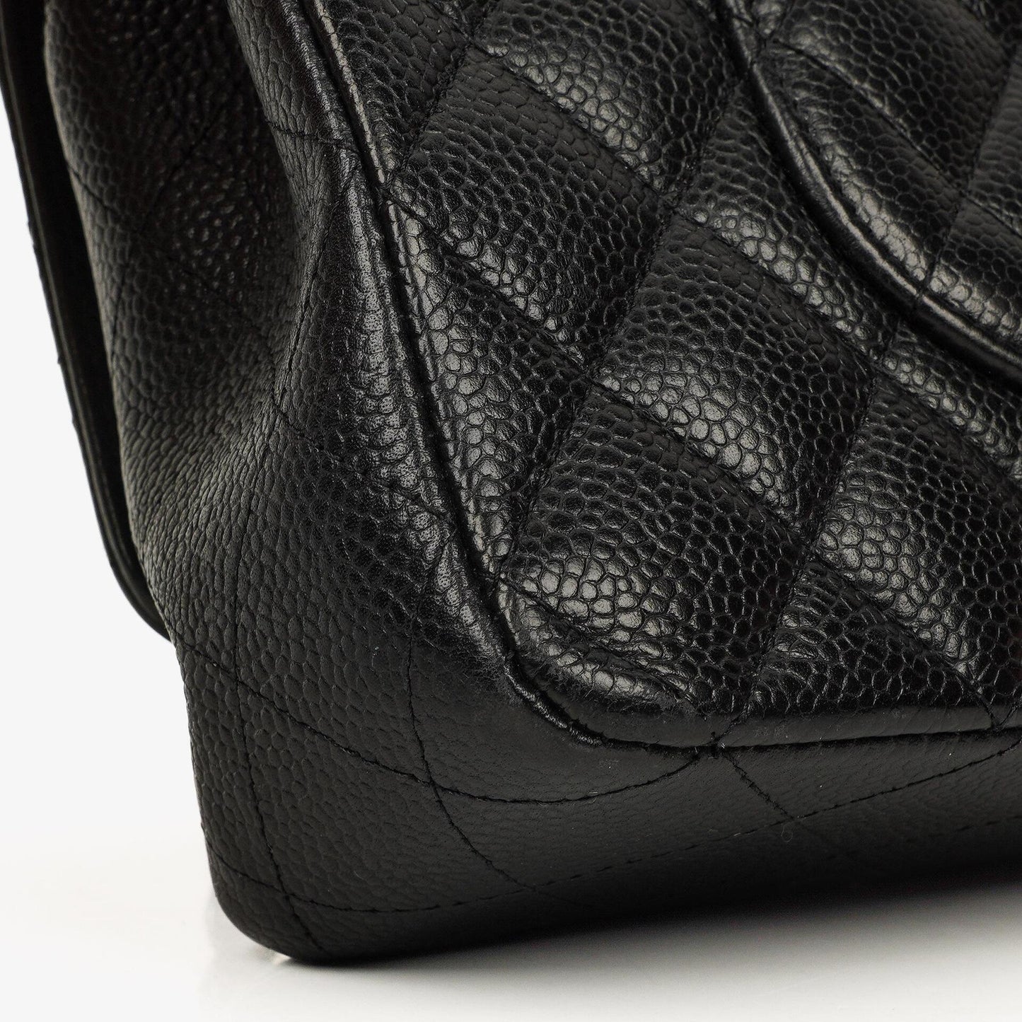 Chanel Medium Classic Double Flap Bag Black Quilted Caviar Leather With Silver-Tone Hardware, 2010-2011