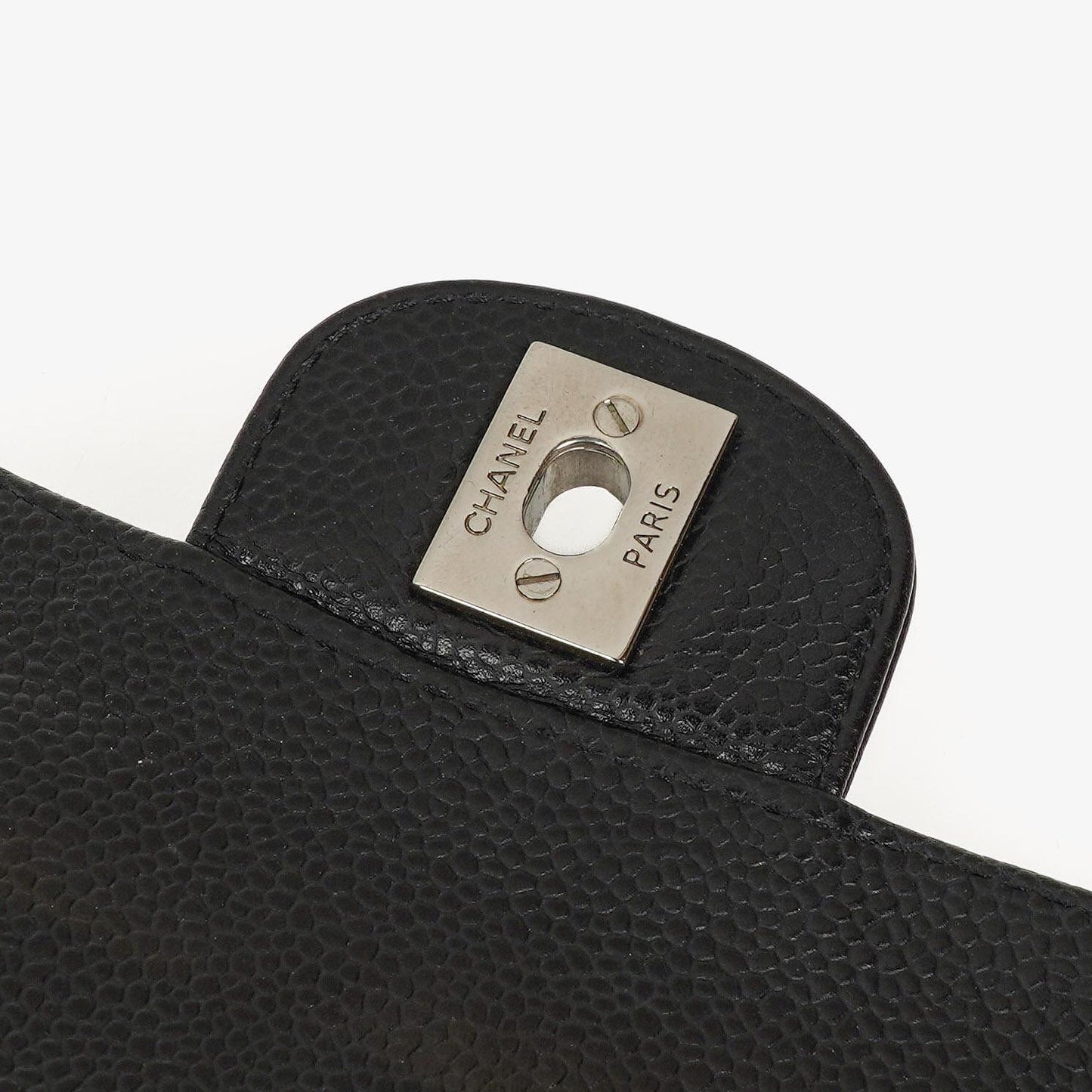 Chanel Medium Classic Double Flap Bag Black Quilted Caviar Leather With Silver-Tone Hardware, 2010-2011