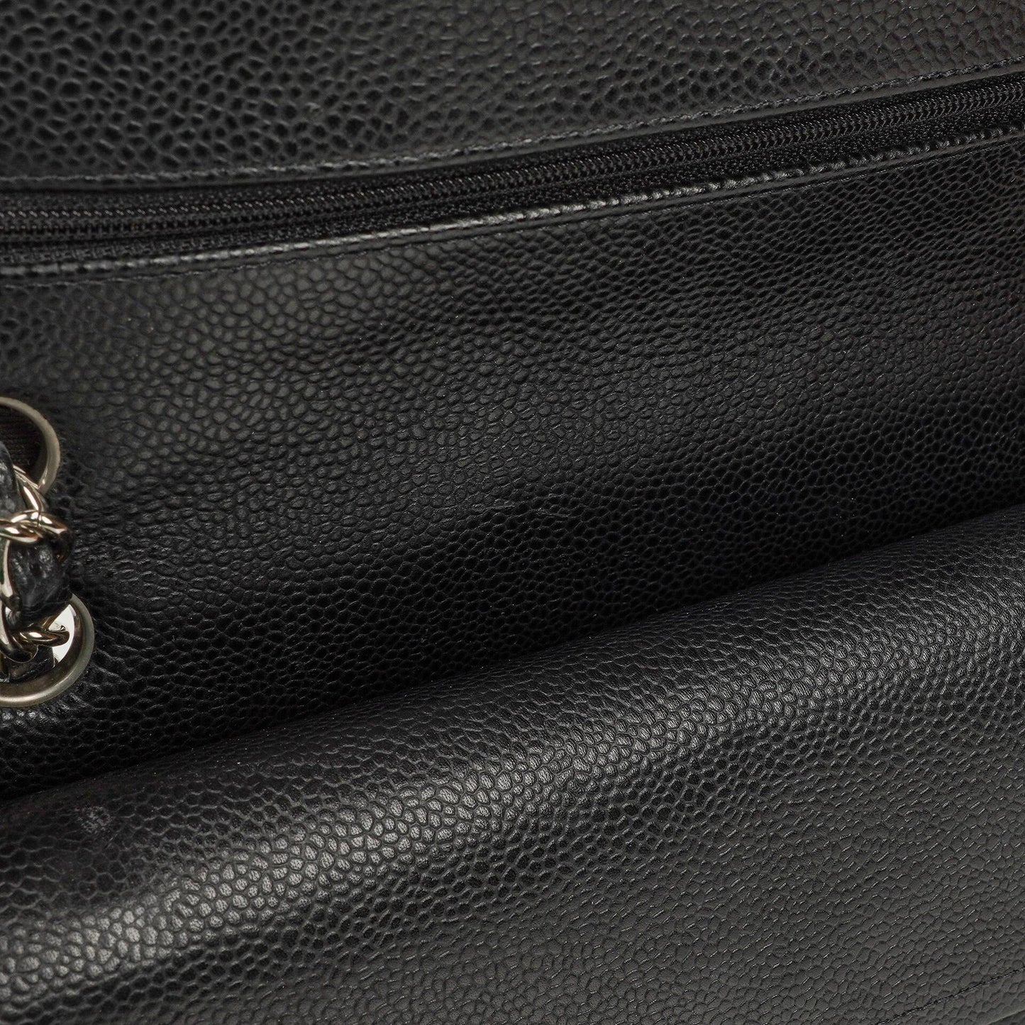 Chanel Medium Classic Double Flap Bag Black Quilted Caviar Leather With Silver-Tone Hardware, 2010-2011