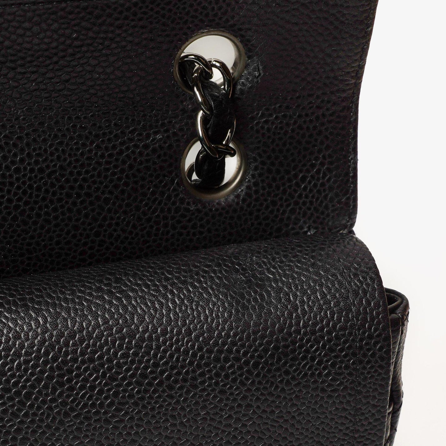 Chanel Medium Classic Double Flap Bag Black Quilted Caviar Leather With Silver-Tone Hardware, 2010-2011