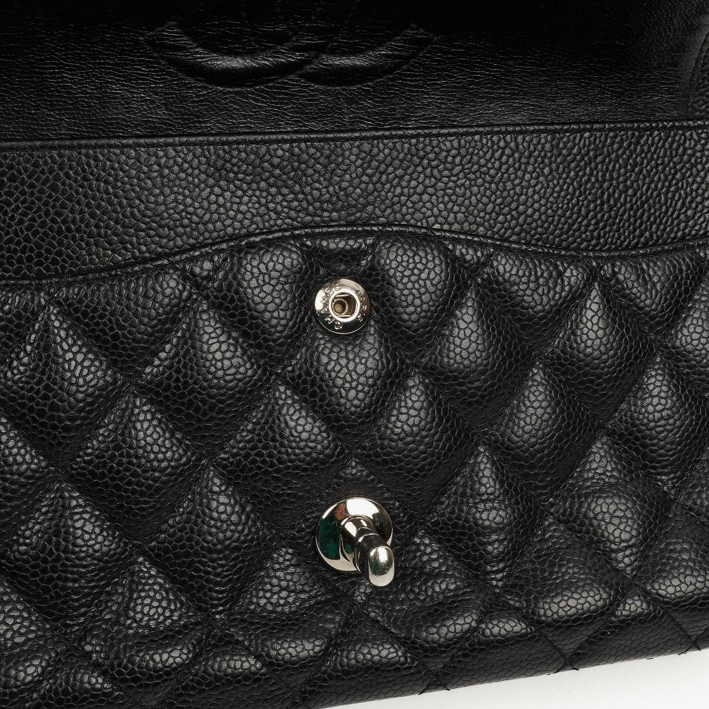 Chanel Medium Classic Double Flap Bag Black Quilted Caviar Leather With Silver-Tone Hardware, 2010-2011