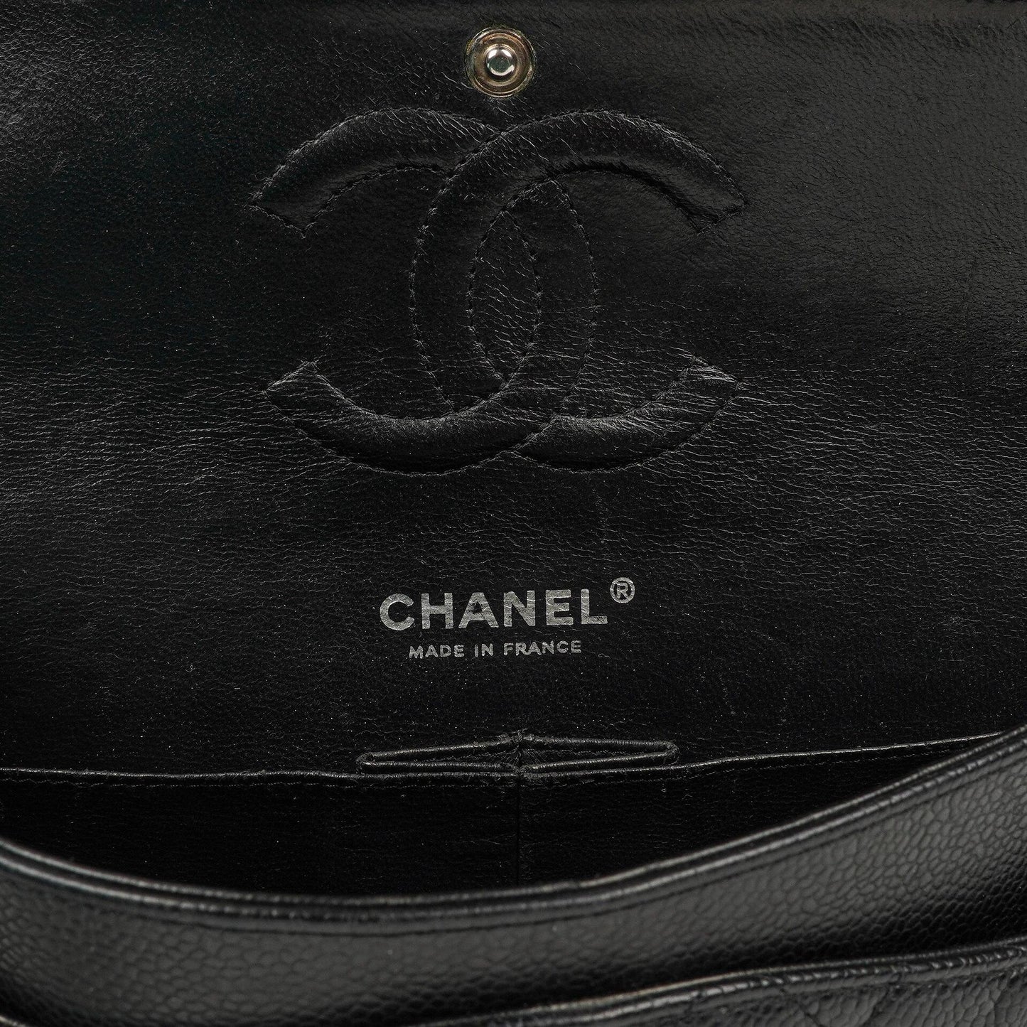 Chanel Medium Classic Double Flap Bag Black Quilted Caviar Leather With Silver-Tone Hardware, 2010-2011
