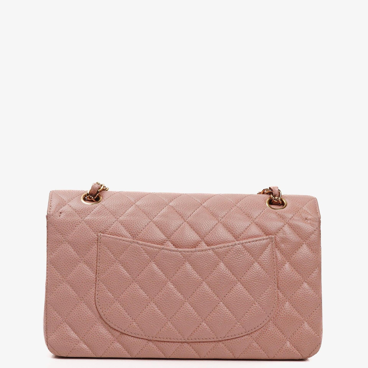 Chanel Medium Classic Double Flap Bag Pink Quilted Caviar Leather With 24K Gold-Plated Hardware