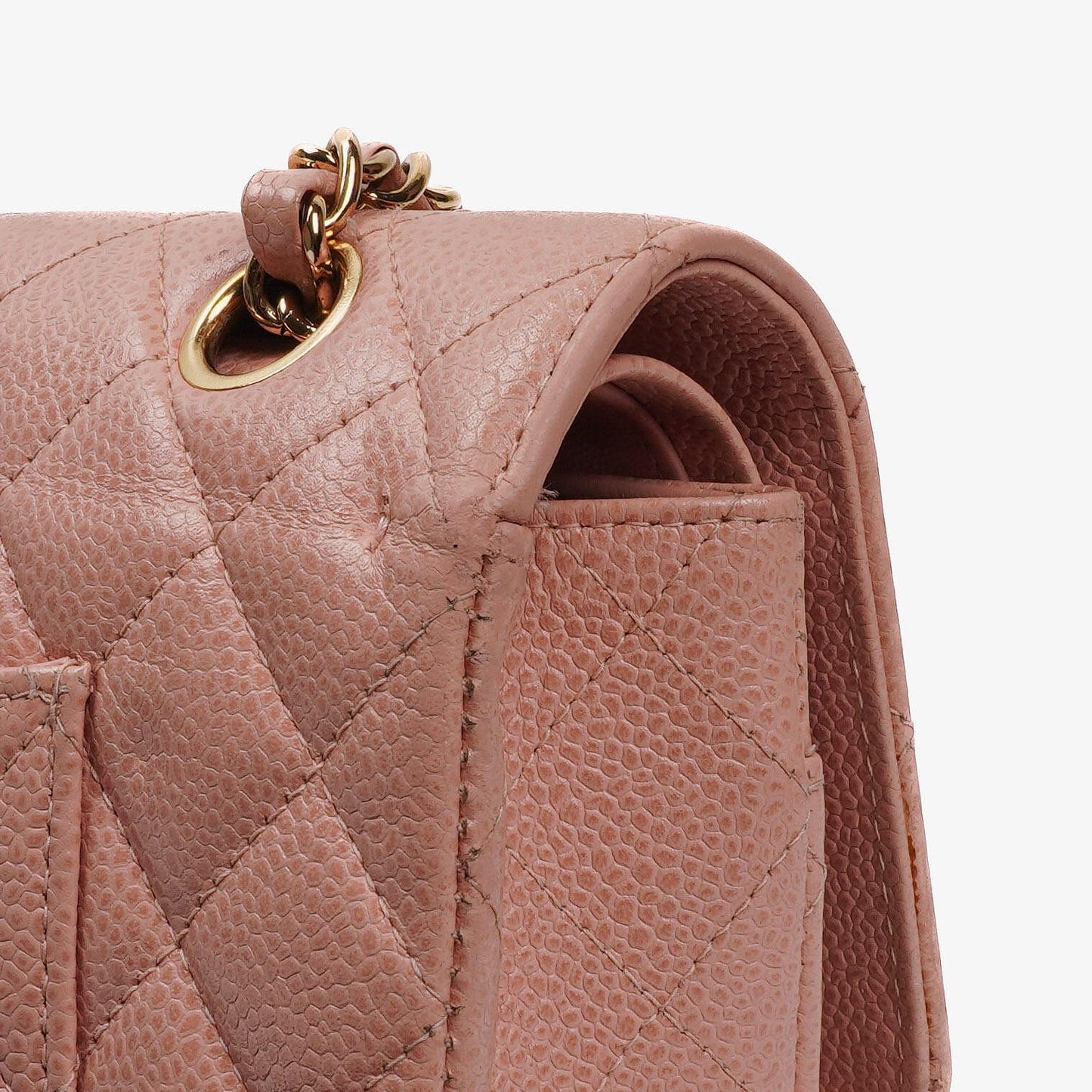 Chanel Medium Classic Double Flap Bag Pink Quilted Caviar Leather With 24K Gold-Plated Hardware