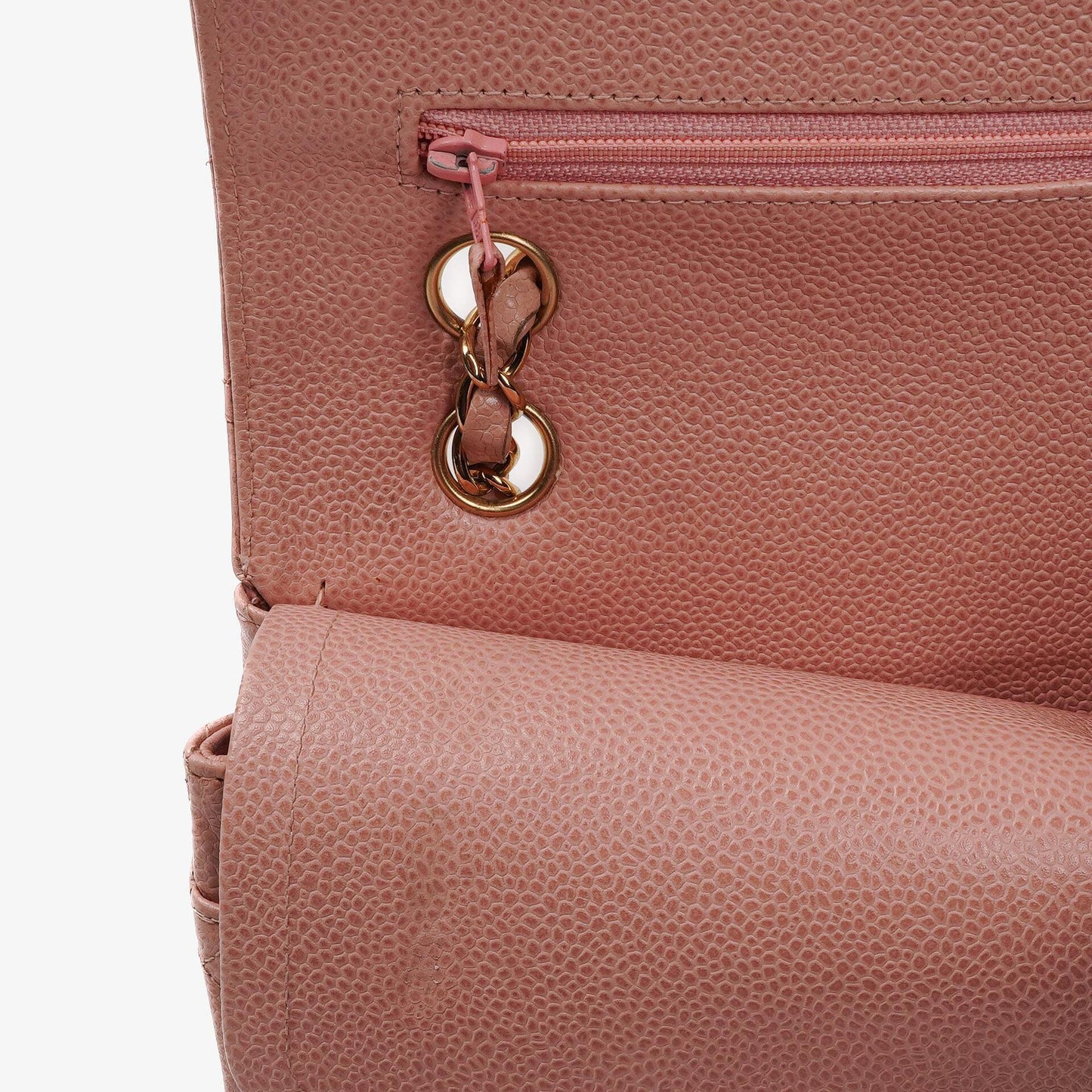 Chanel Medium Classic Double Flap Bag Pink Quilted Caviar Leather With 24K Gold-Plated Hardware