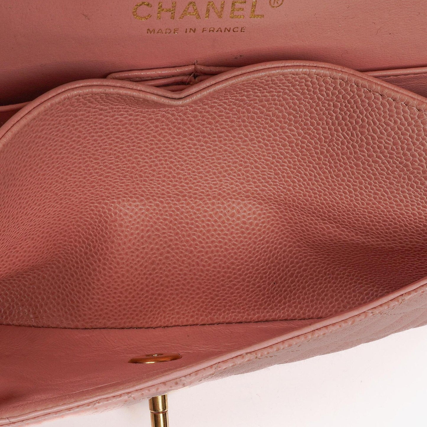 Chanel Medium Classic Double Flap Bag Pink Quilted Caviar Leather With 24K Gold-Plated Hardware