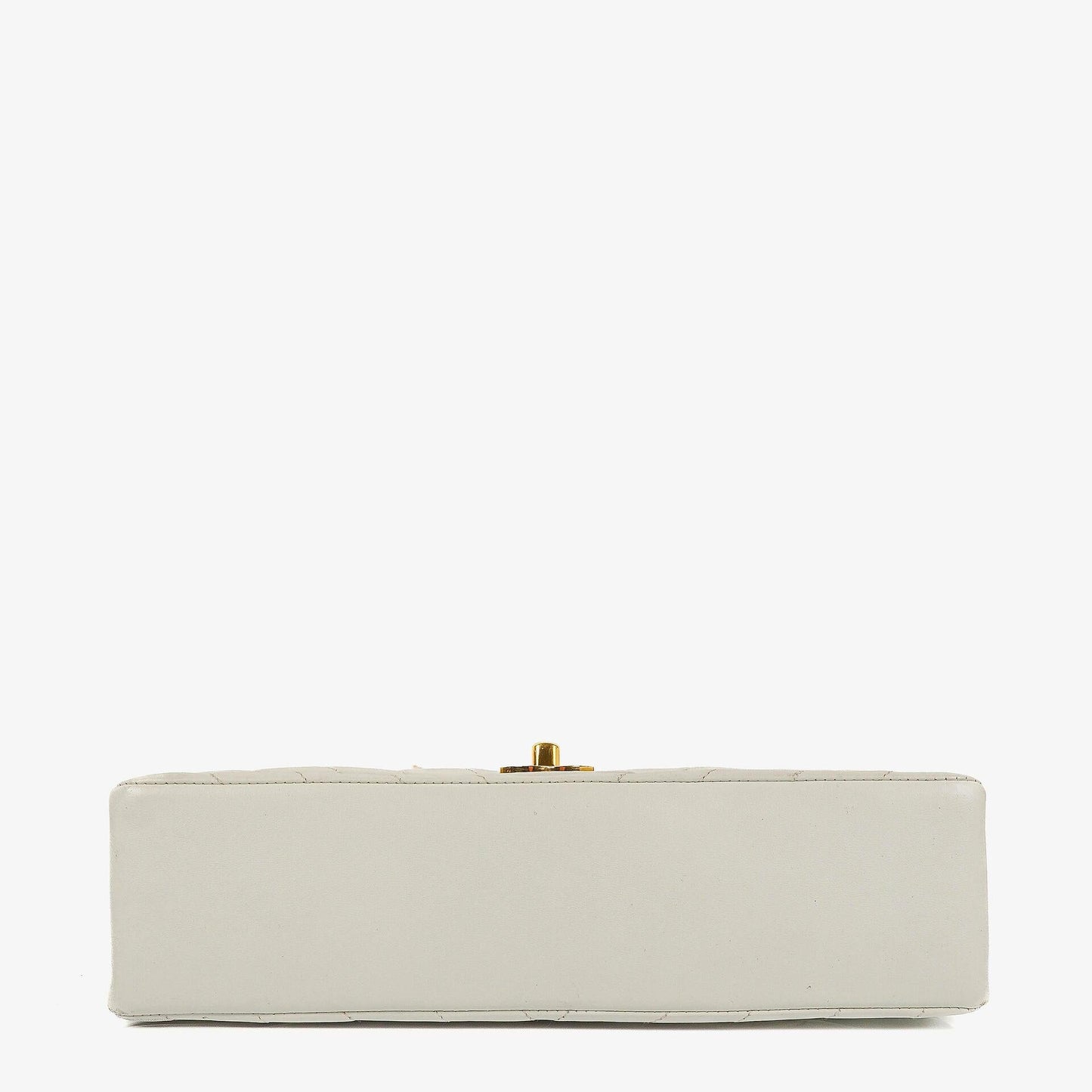 Chanel Medium Classic Double Flap Bag White Chevron Quilted Lambskin 24K Gold-Plated Hardware
