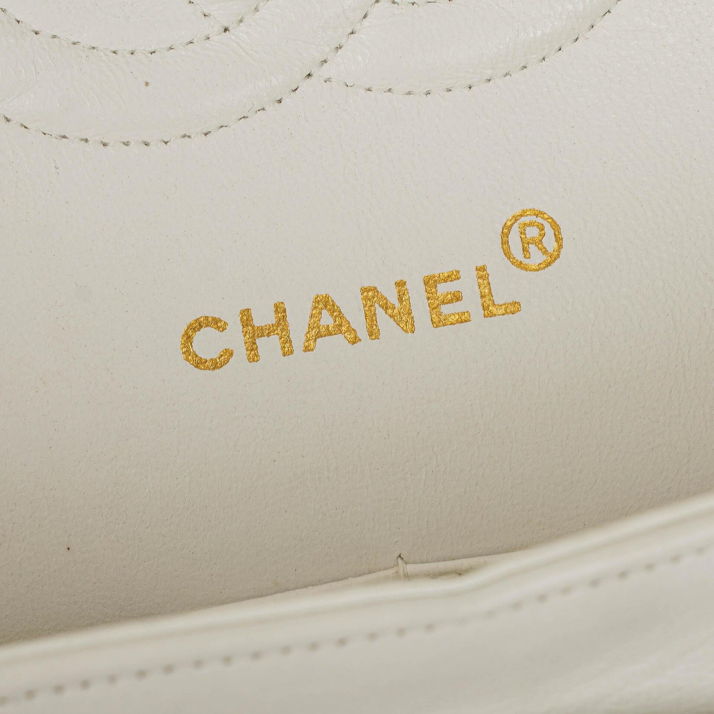 Chanel Medium Classic Double Flap Bag White Chevron Quilted Lambskin 24K Gold-Plated Hardware