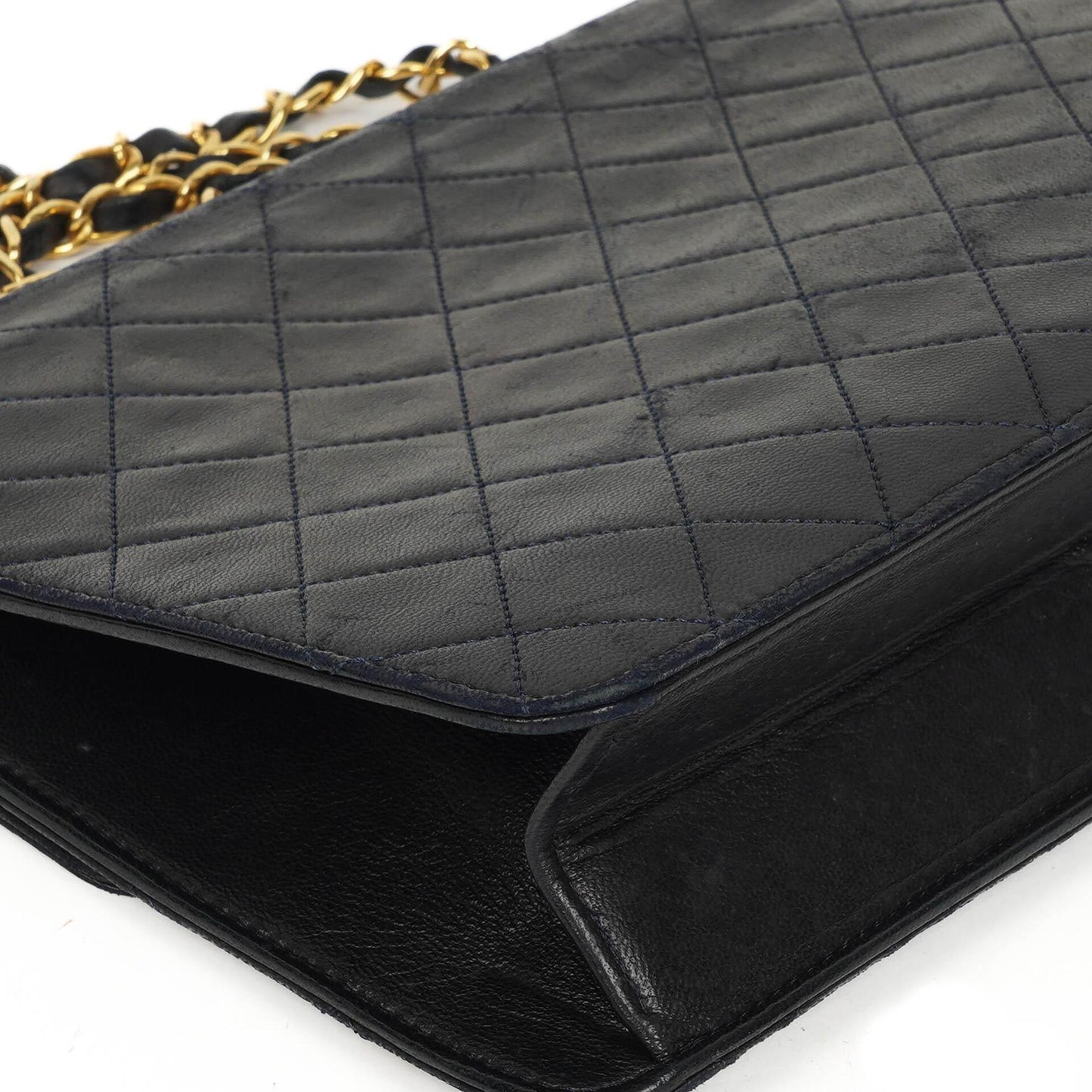 Chanel Medium Classic Navy Quilted Lambskin Single Flap Bag With 24K Gold-Plated Hardware