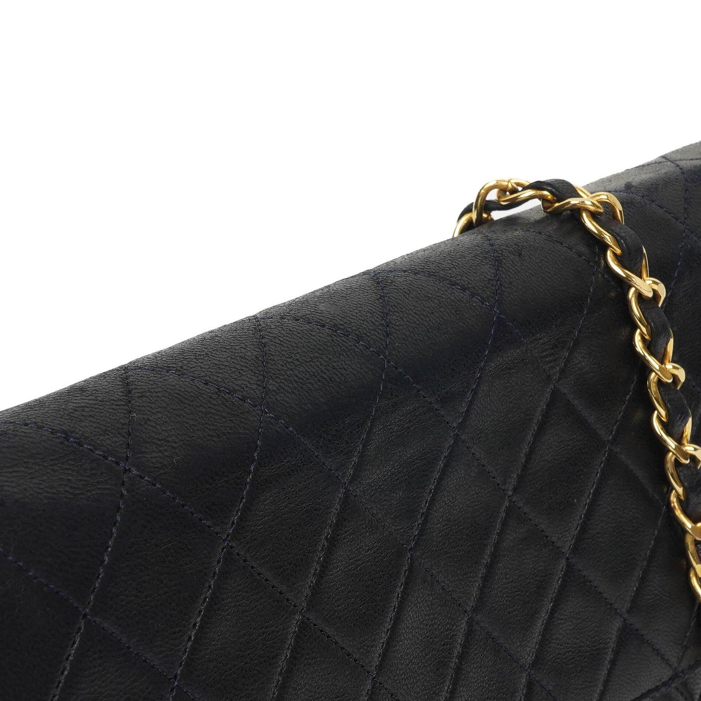 Chanel Medium Classic Navy Quilted Lambskin Single Flap Bag With 24K Gold-Plated Hardware