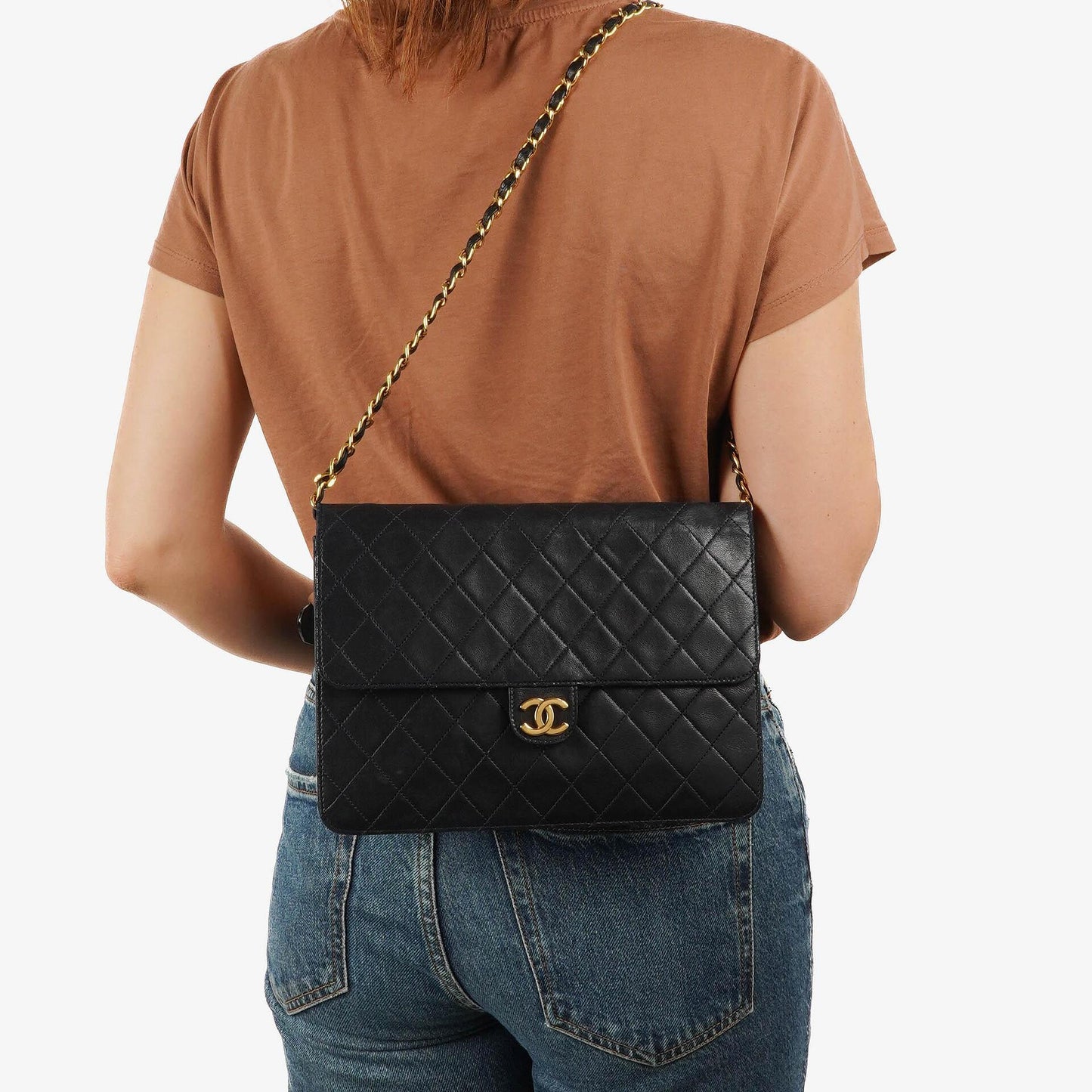 Chanel Medium Classic Navy Quilted Lambskin Single Flap Bag With 24K Gold-Plated Hardware