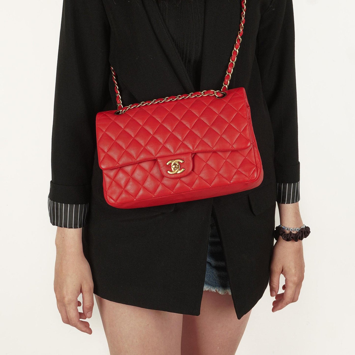 Chanel Medium Classic Red Quilted Leather Double Flap Bag With Gold-Tone Hardware