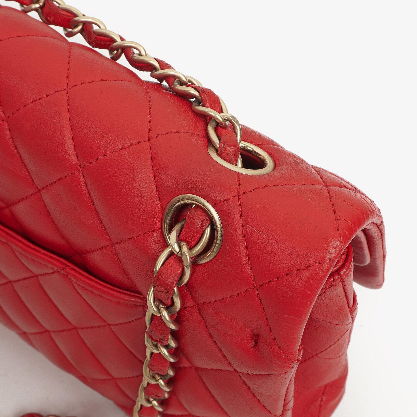 Chanel Medium Classic Red Quilted Leather Double Flap Bag With Gold-Tone Hardware