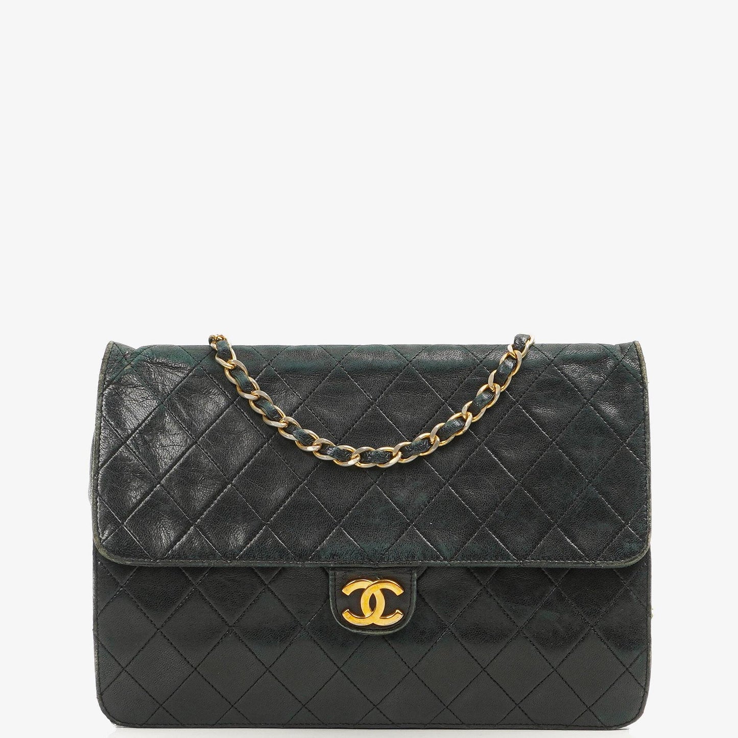 Chanel Medium Classic Single Flap Bag Black Quilted Lambskin 24K Gold-Plated Hardware
